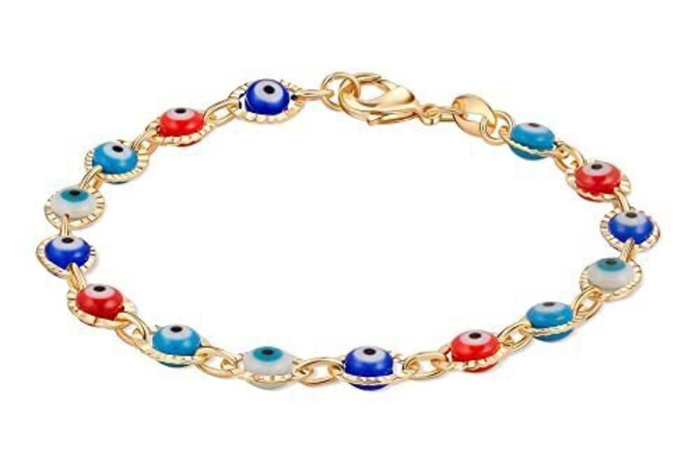 8301 18K Gold Plated Multicolored Evil Eye Bracelet - Made in Brazil
